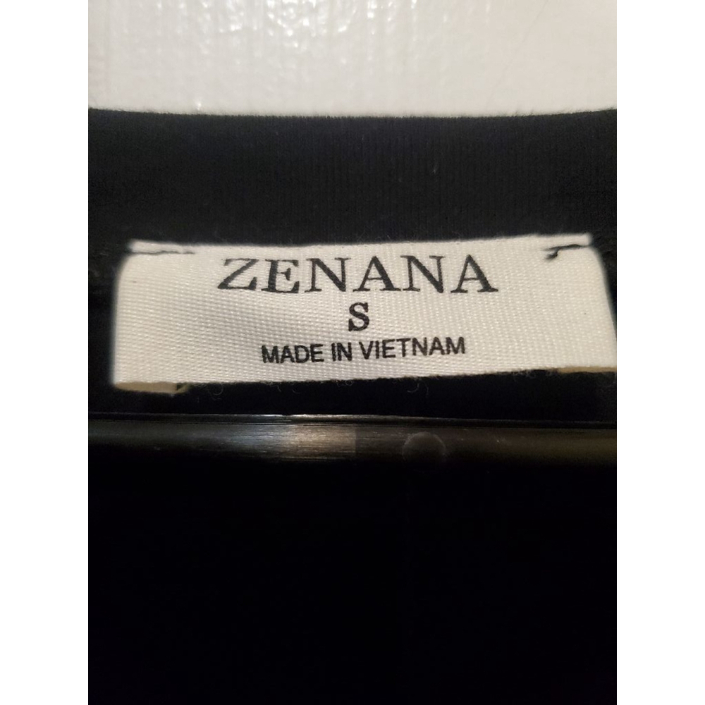 Women's Zenana Black Long Sleeve Shirt Size S with Gold Pocket - Picture 2 of 5
